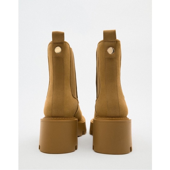 Zara Split Leather Lug Soled Ankle Boots - Picture 5 of 10